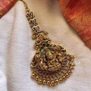 Antique Lakshmi Temple Gold Plated Maang Tikka for Women - Traditional South Indian Jewelry